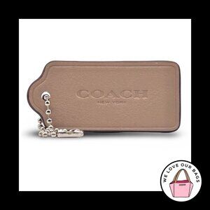 2.25" COACH NEW YORK Tan Smooth Leather Nickel Fob Bag Charm Keychain Hang Tag
